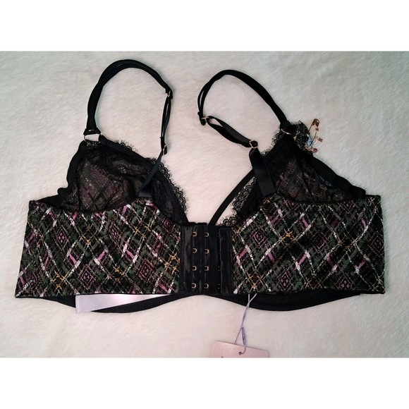 SAVAGE X FENTY Size 36D A Little Tart Unlined Bra That's Hella Plaid Black NWT - Picture 7 of 12